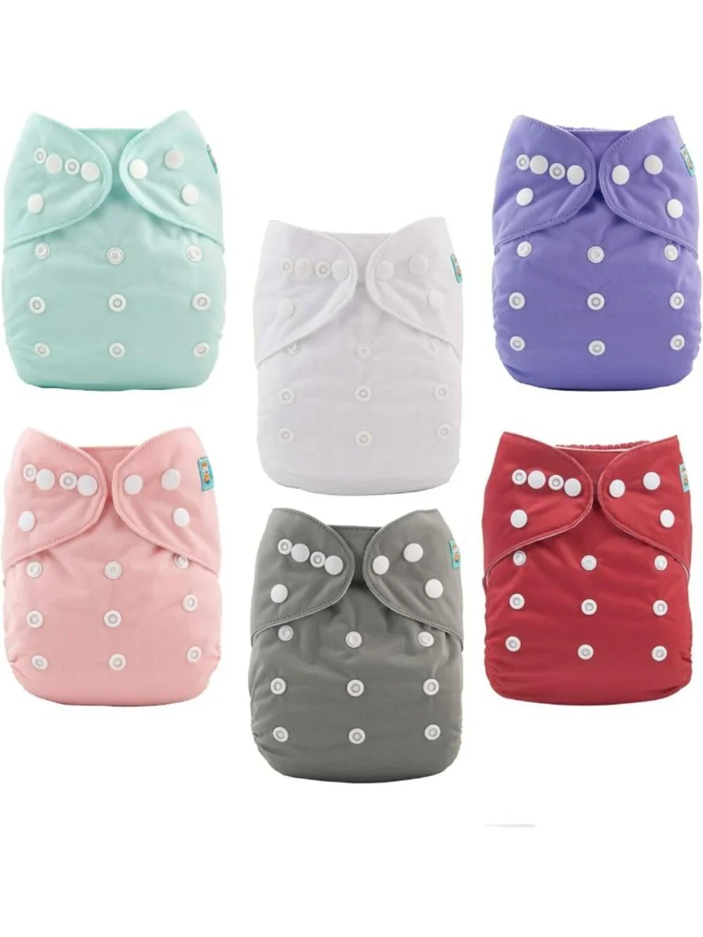 6-Pack Adjustable Cloth Diapers with 12 Inserts - Washable & Reusable for Babies